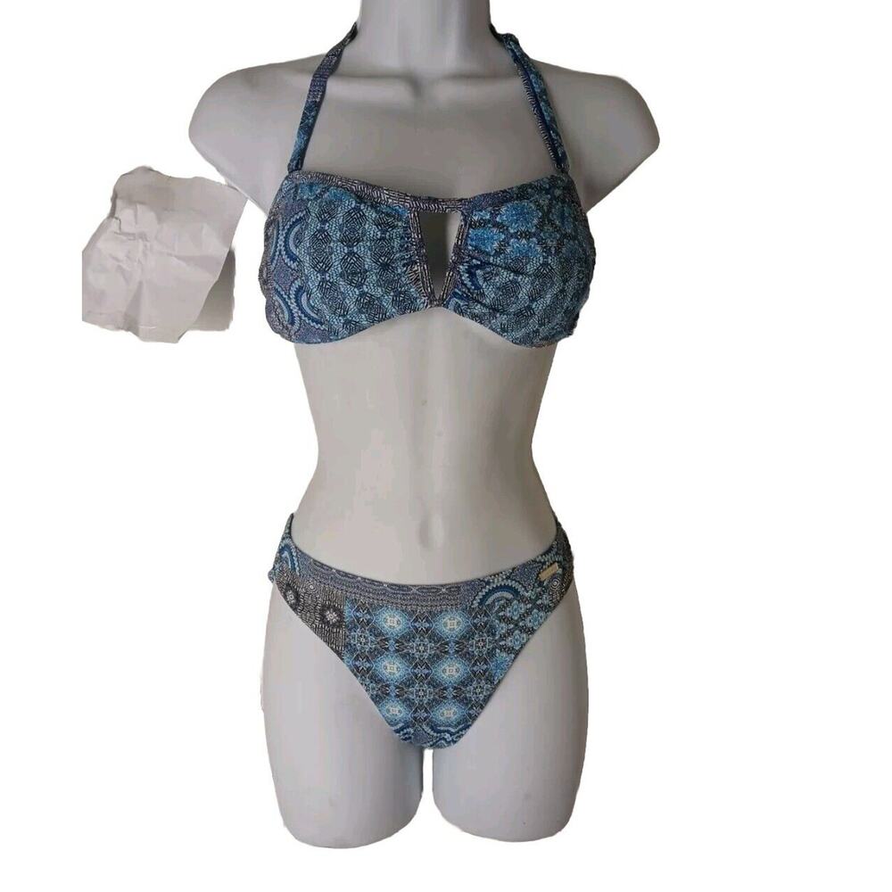 Sun Seeker Australia Bikini Blue White Non-Wired Padded Bra Women's Size 10